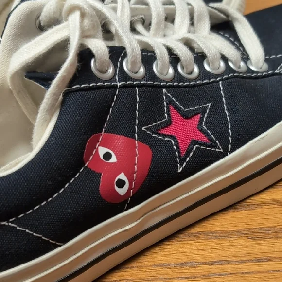 CDG x Converse Black Canvas Sneakers - Picture 6 of 10